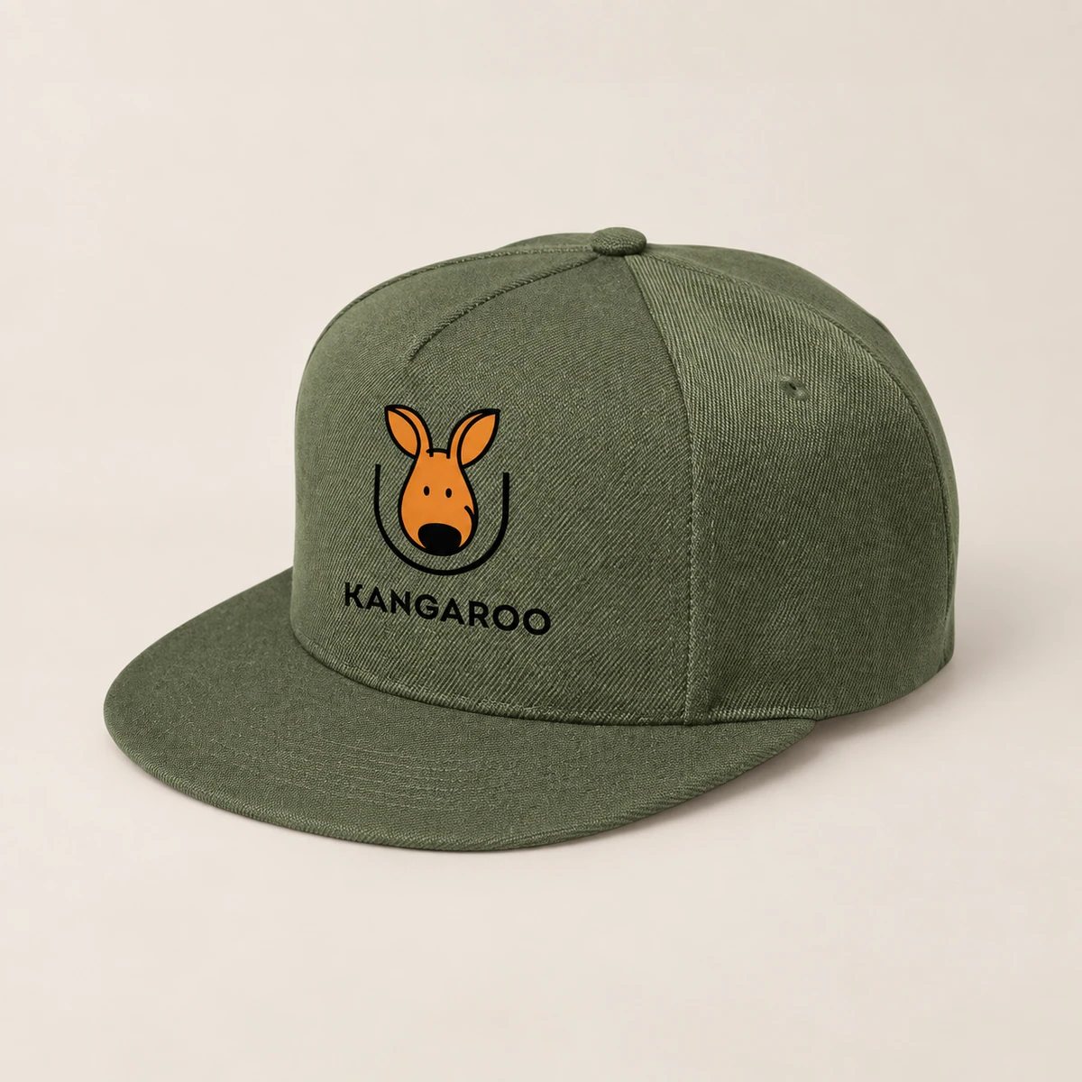 Хакі п’ятипанельна кепка з логотипом KANGAROO
