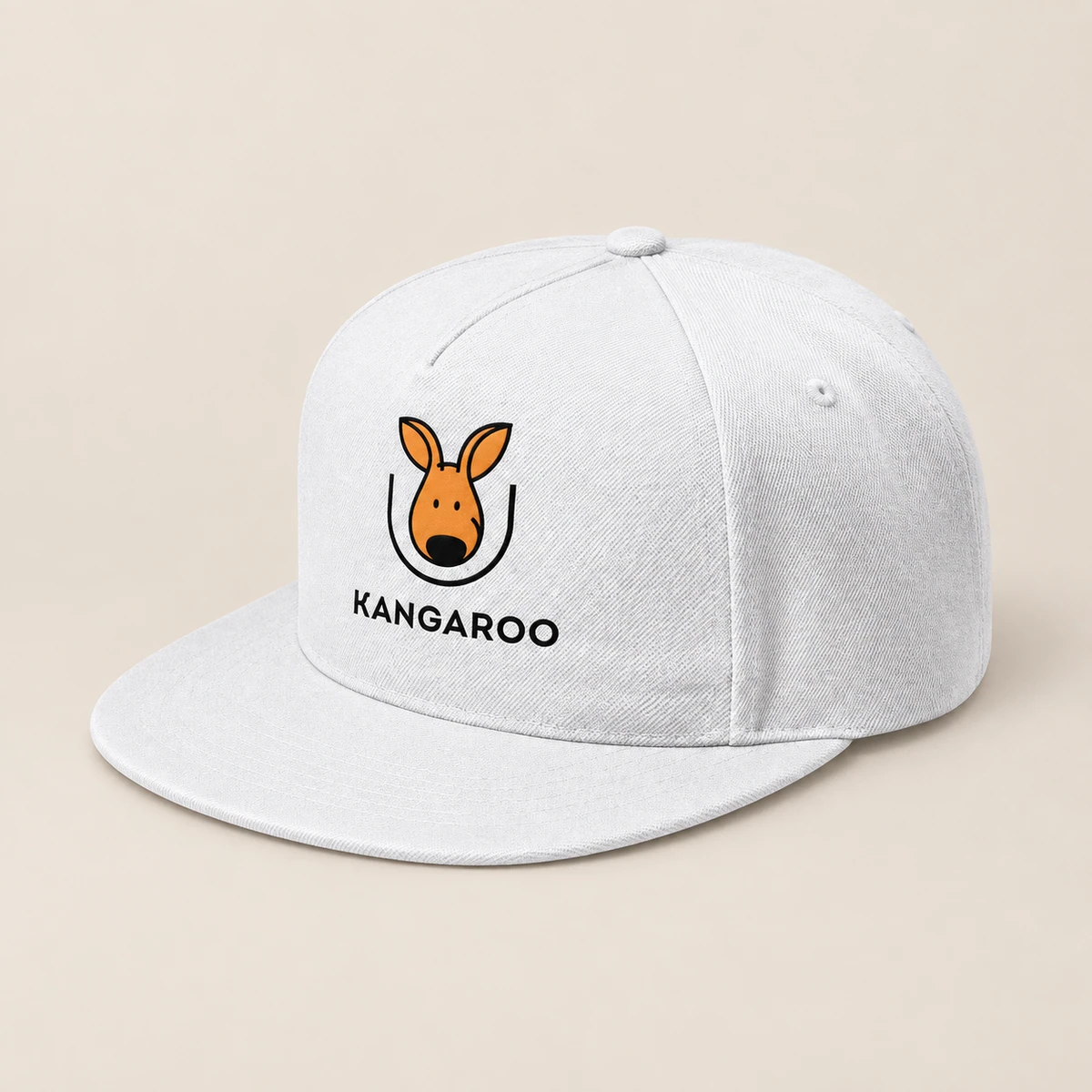 Біла п’ятипанельна кепка з логотипом KANGAROO
