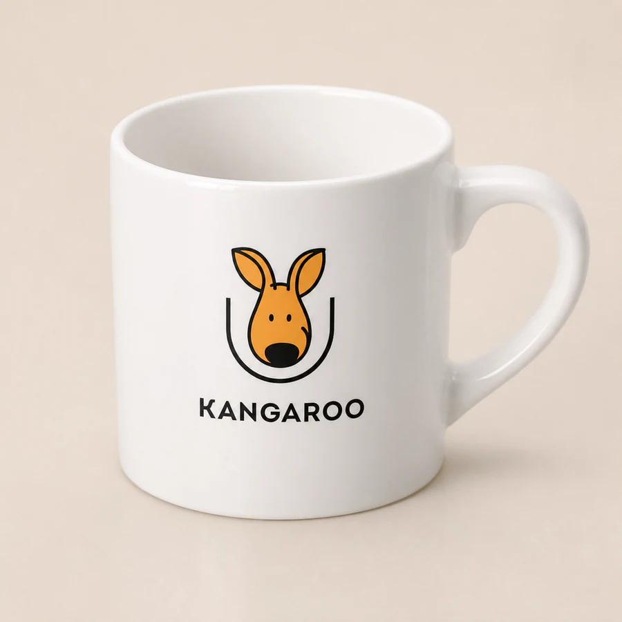 Мала біла чашка 170 мл — фото з логотипом KANGAROO