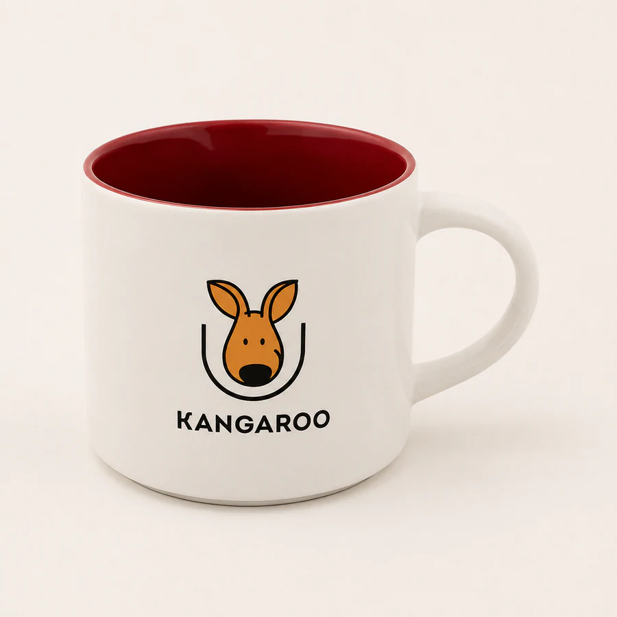 Велика червона чашка 450 мл — фото з логотипом KANGAROO