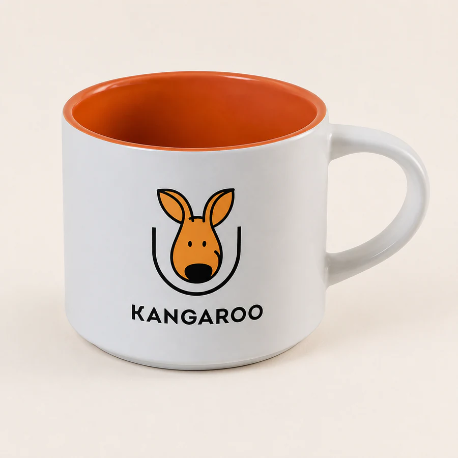Велика помаранчева чашка 450 мл — фото з логотипом KANGAROO
