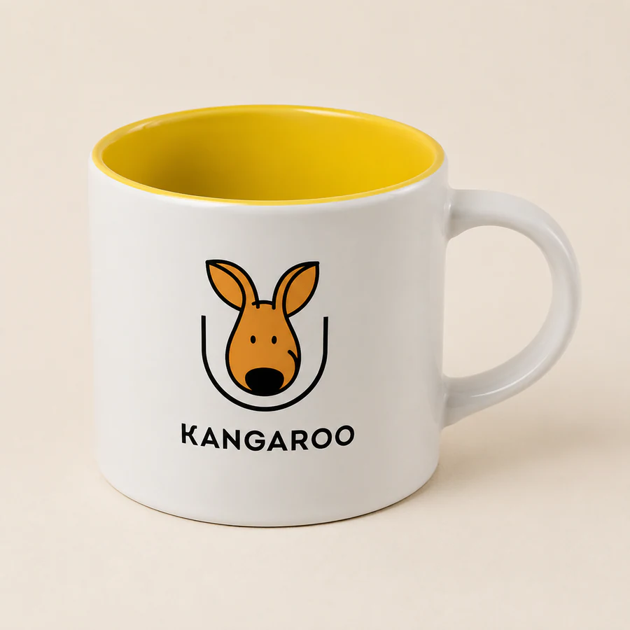 Велика жовта чашка 450 мл — фото з логотипом KANGAROO