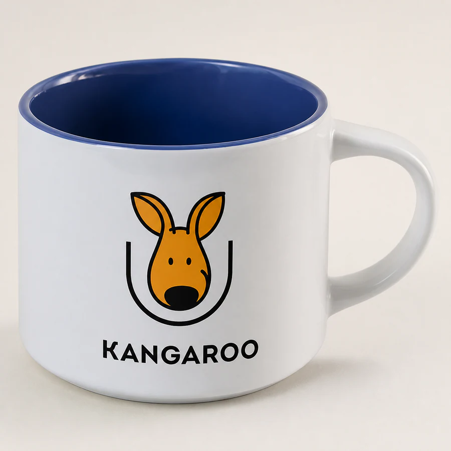 Велика темно-синя чашка 450 мл — фото з логотипом KANGAROO