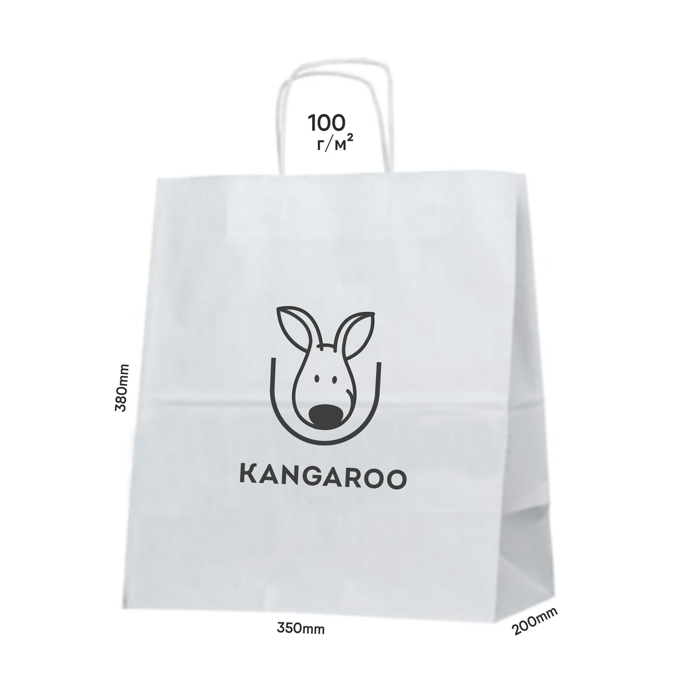 Білий крафтовий пакет 350 × 200 × 380 мм