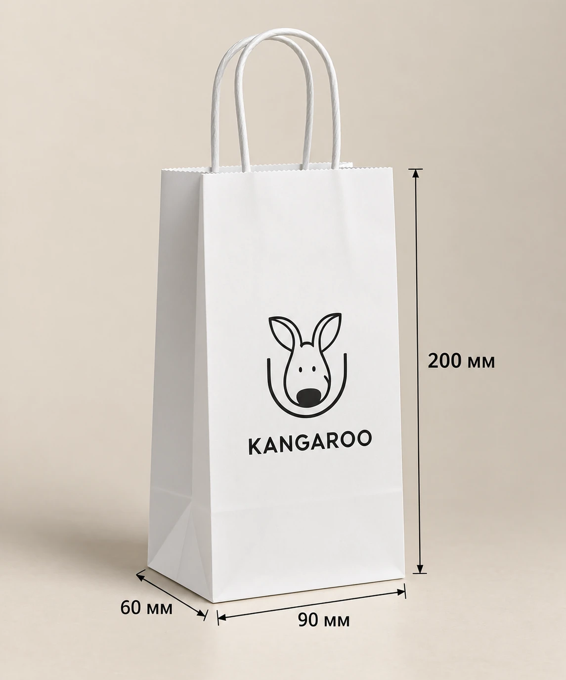 Білий крафтовий пакет 90 × 60 × 200 мм