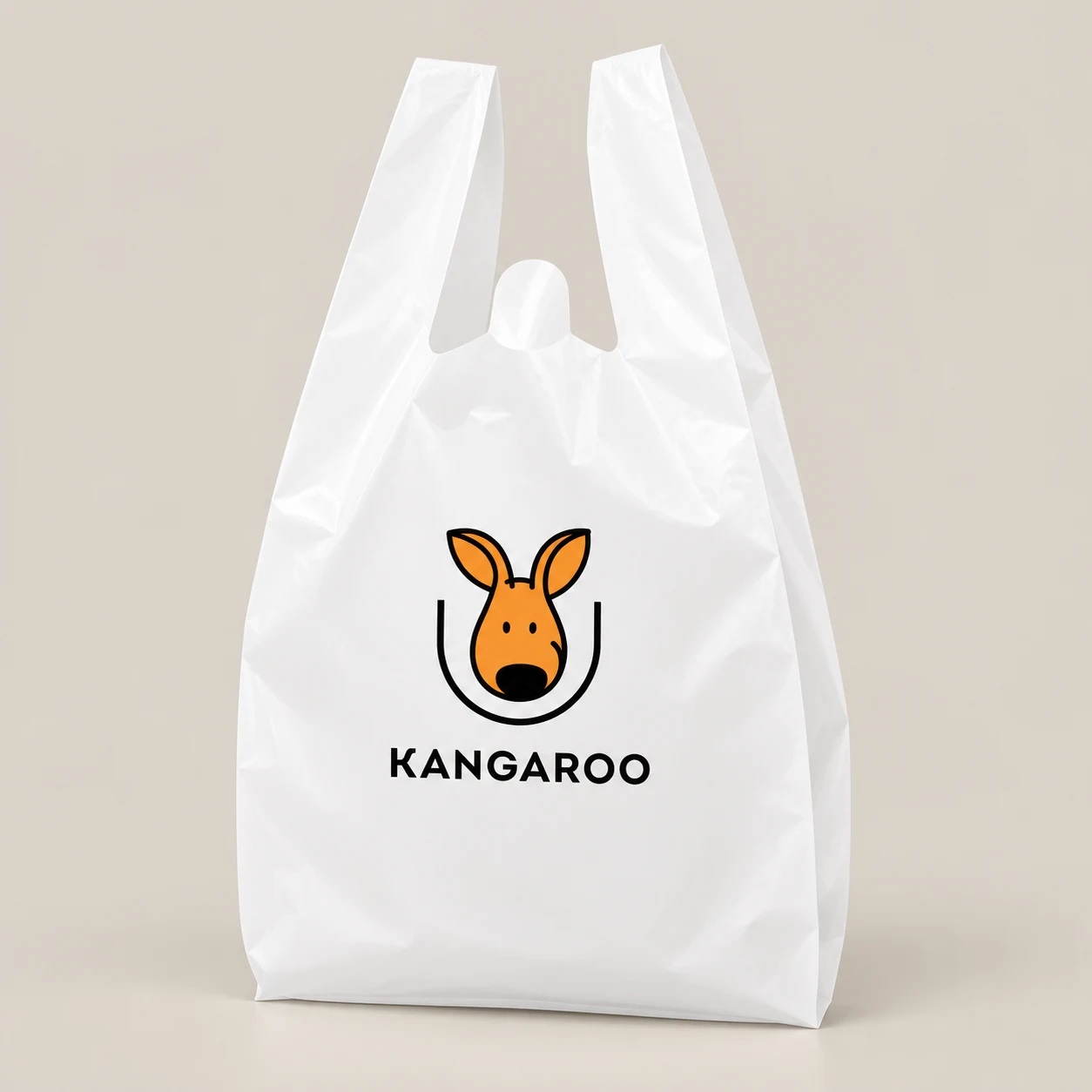 Білий пакет-майка 30 × 55 см з логотипом KANGAROO