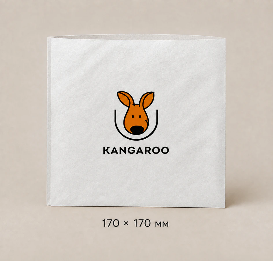 Білий крафтовий пакет саше 170 × 170 мм з логотипом KANGAROO