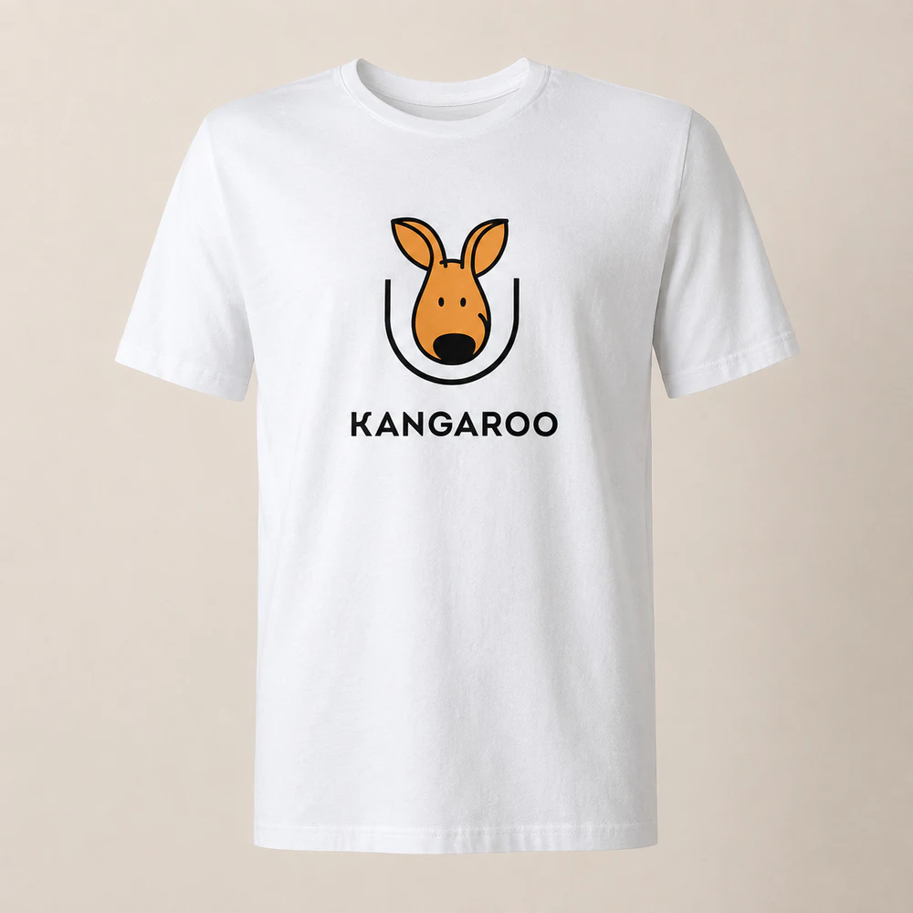 Біла базова 100% бавовна футболка з логотипом KANGAROO