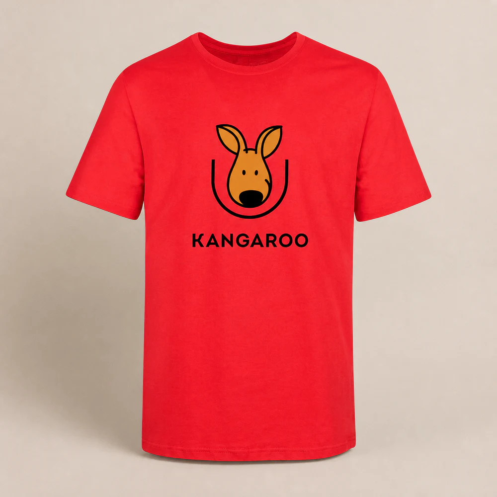 Червона базова 100% бавовна футболка з логотипом KANGAROO