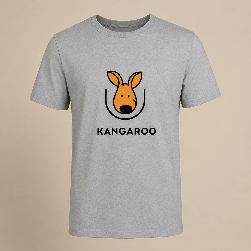 Сіра базова 100% бавовна футболка з логотипом KANGAROO