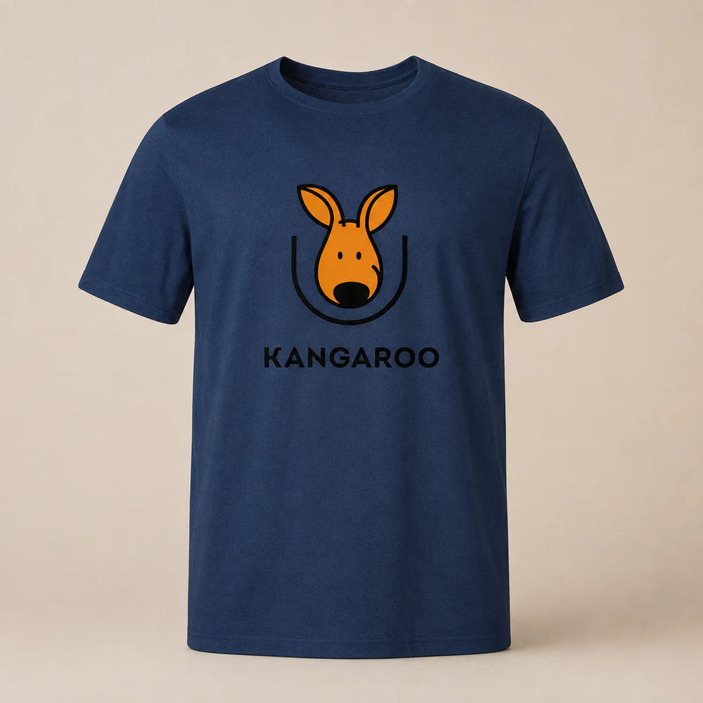Темно-синя базова 100% бавовна футболка з логотипом KANGAROO