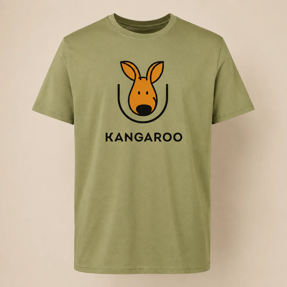 Оливкова базова 100% бавовна футболка з логотипом KANGAROO
