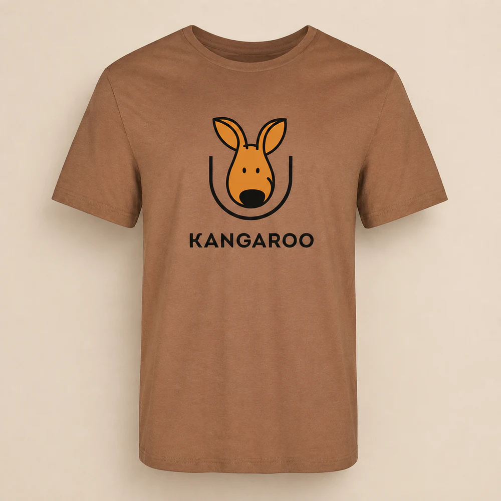 Коричнева базова 100% бавовна футболка з логотипом KANGAROO