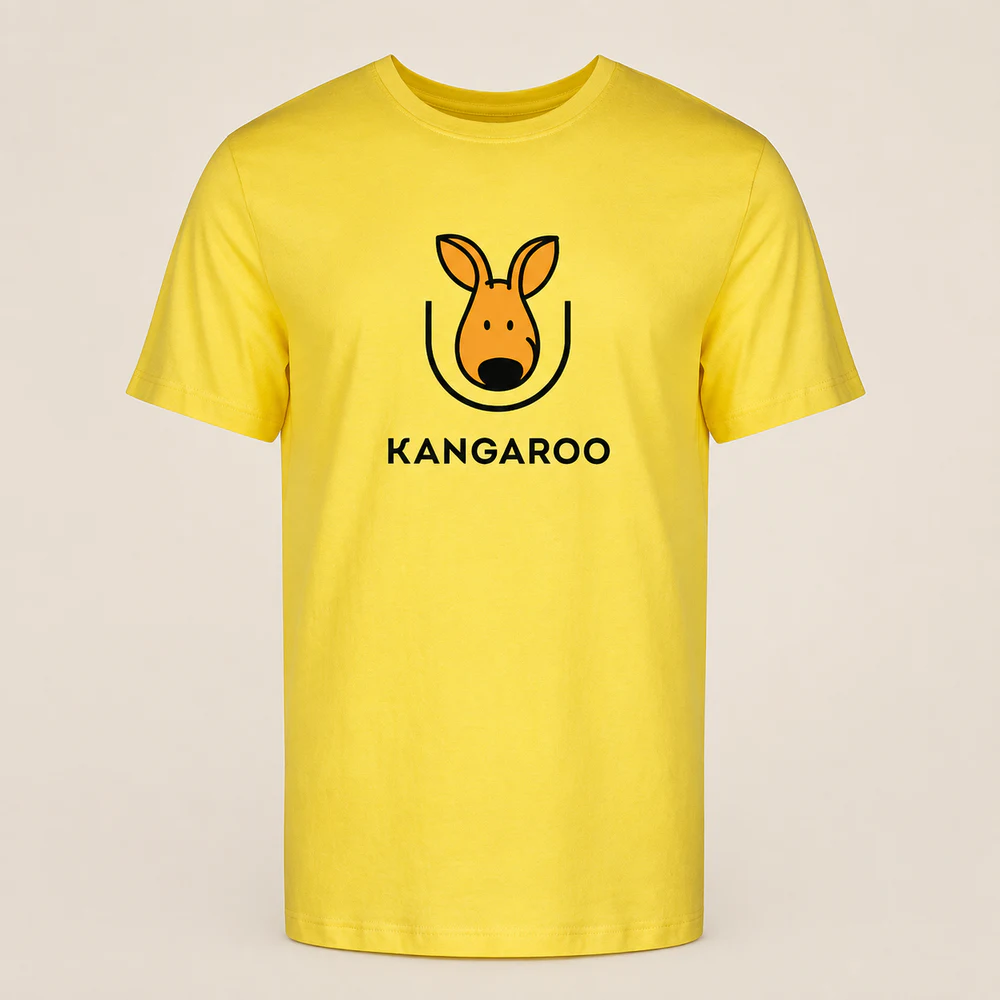 Жовта базова 100% бавовна футболка з логотипом KANGAROO