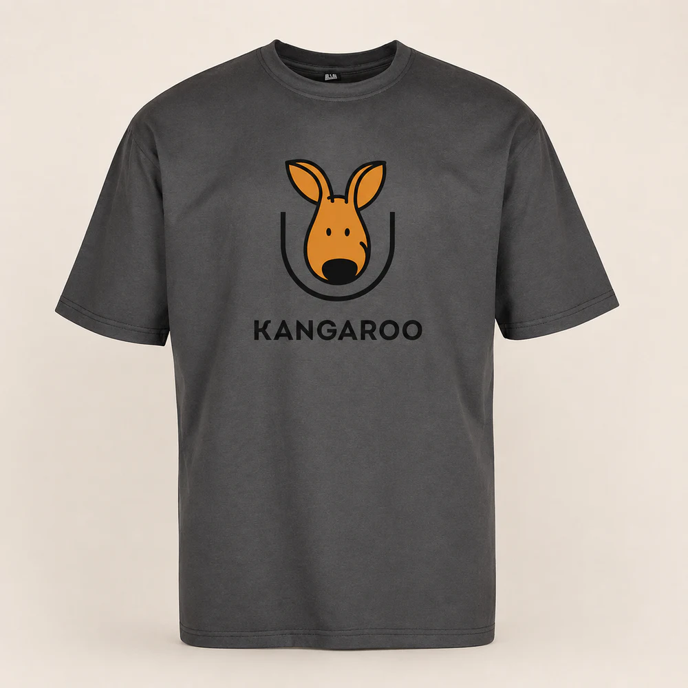 Графітова oversize 95% бавовна футболка з логотипом KANGAROO
