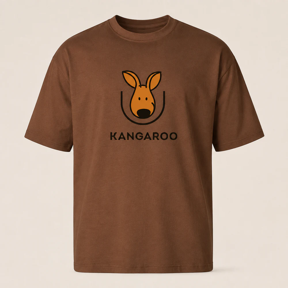 Коричнева oversize 95% бавовна футболка з логотипом KANGAROO