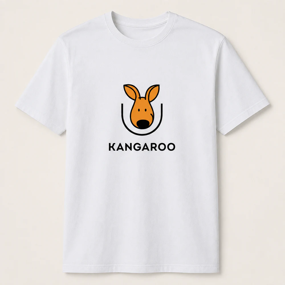 Біла premium 95% бавовна футболка з логотипом KANGAROO
