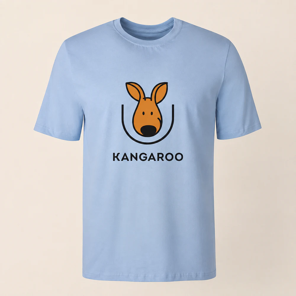 Блакитна premium 95% бавовна футболка з логотипом KANGAROO