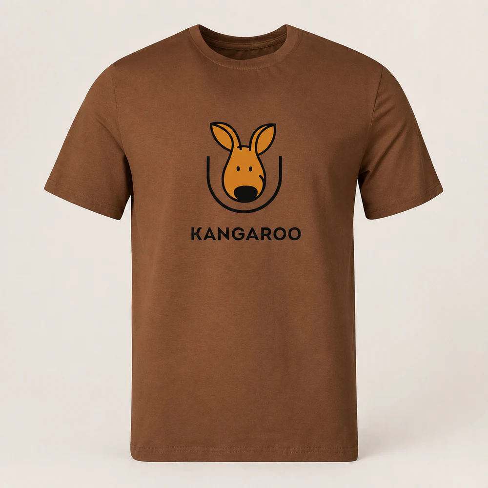Коричнева premium 95% бавовна футболка з логотипом KANGAROO