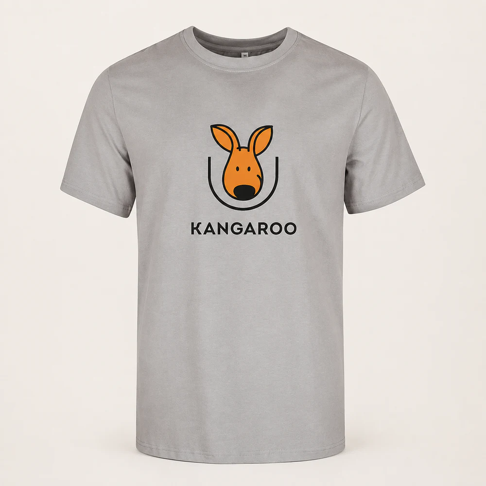 Світло-сіра premium 95% бавовна футболка з логотипом KANGAROO