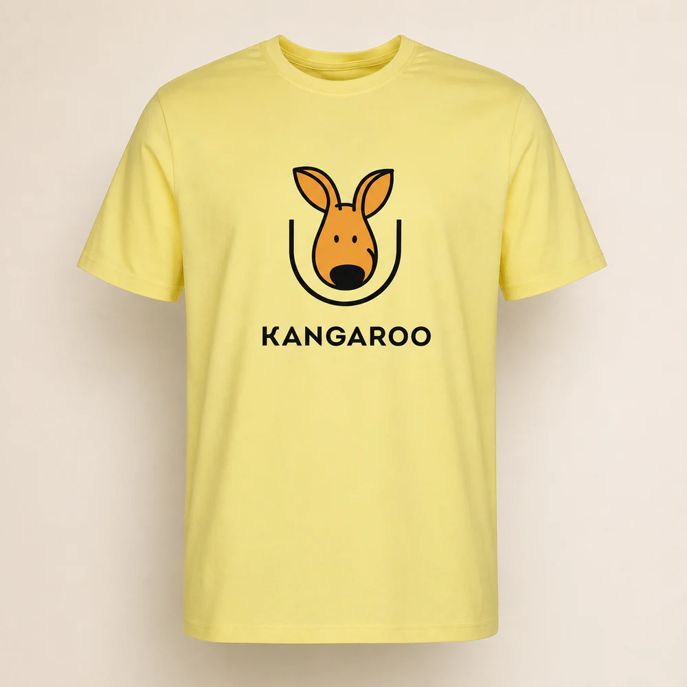 Жовта premium 95% бавовна футболка з логотипом KANGAROO
