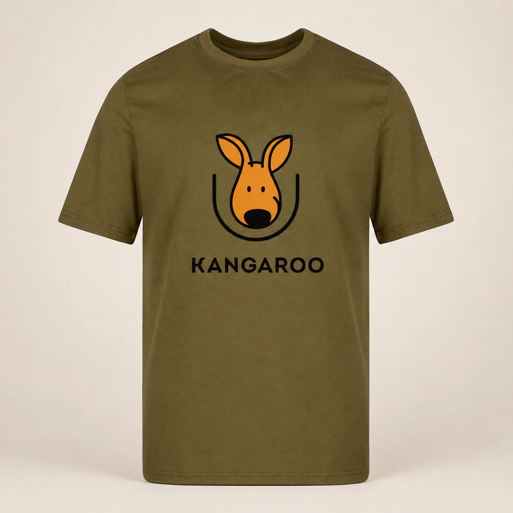 Оливкова premium 95% бавовна футболка з логотипом KANGAROO