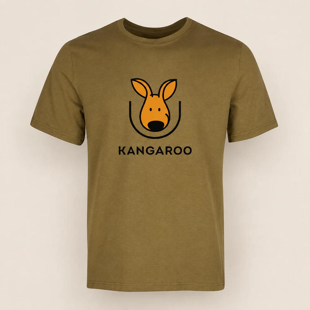 Хакі premium 95% бавовна футболка з логотипом KANGAROO