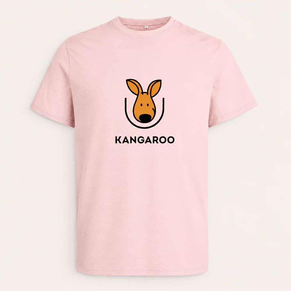 Світло-рожева premium 95% бавовна футболка з логотипом KANGAROO