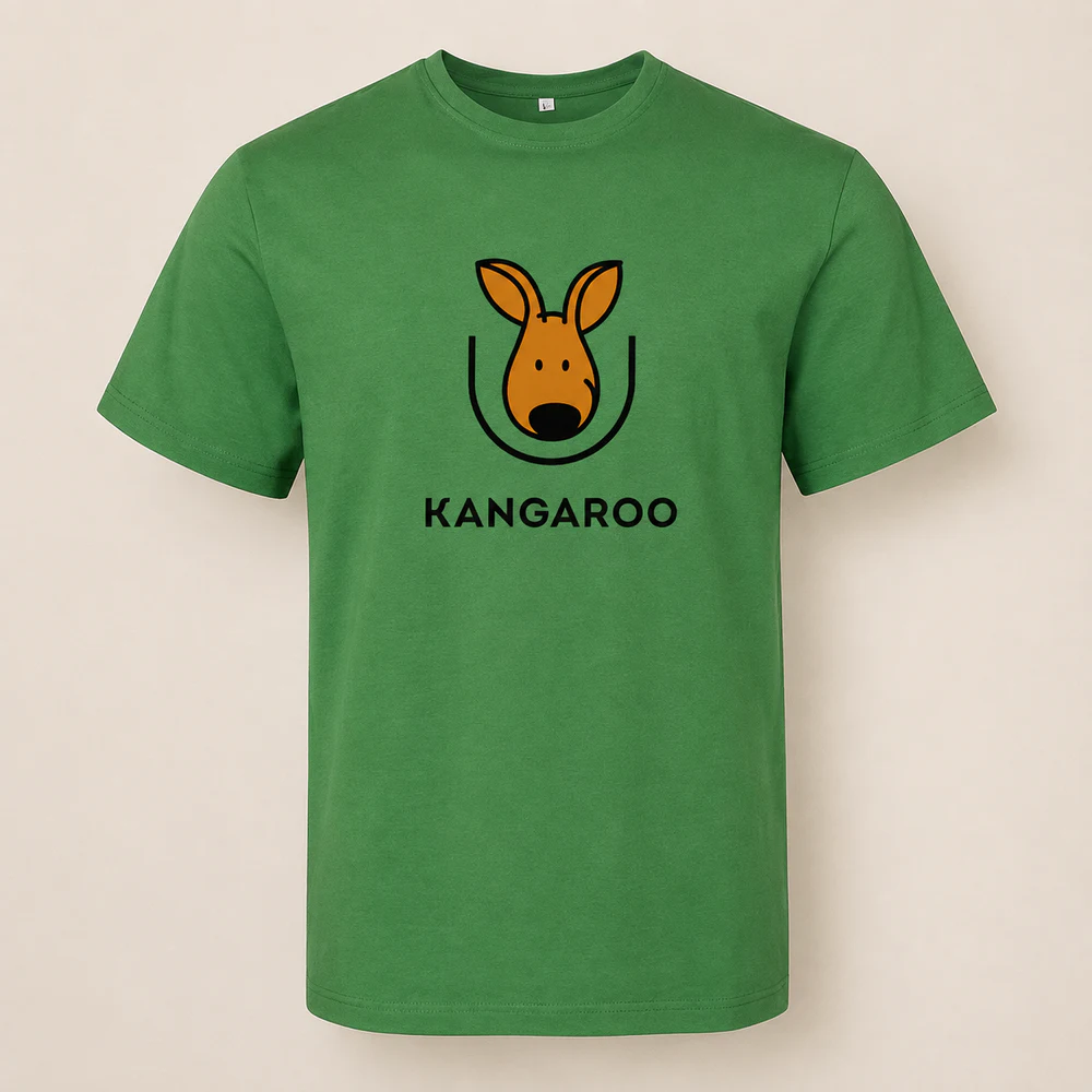 Зелена premium 95% бавовна футболка з логотипом KANGAROO